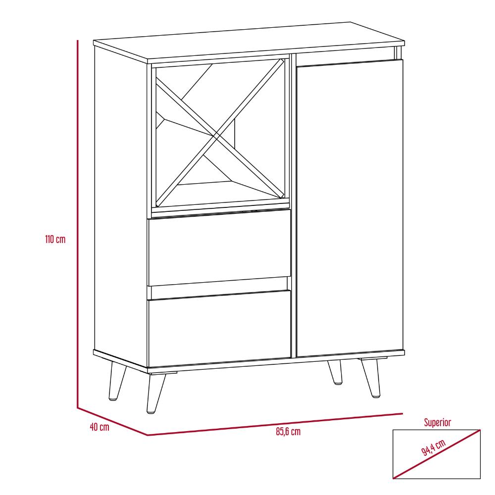 Mueble Bar Lauren Miel/Plomo