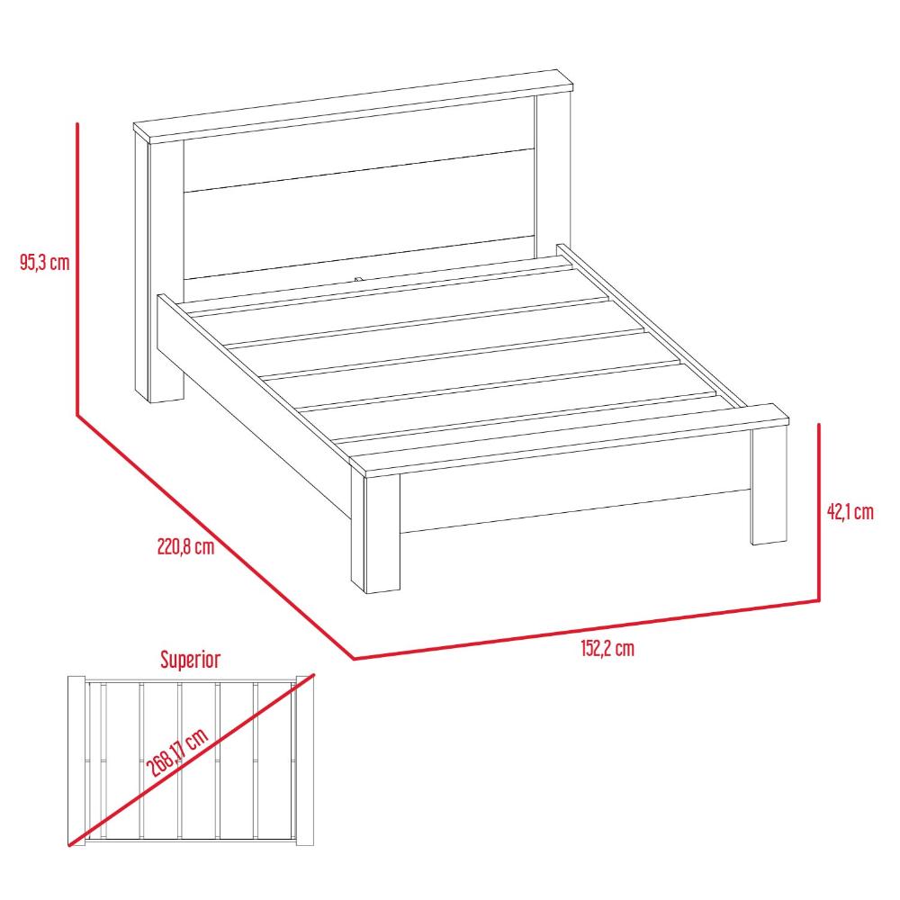 Cama Doble Kalver Miel Y Plata Oscuro