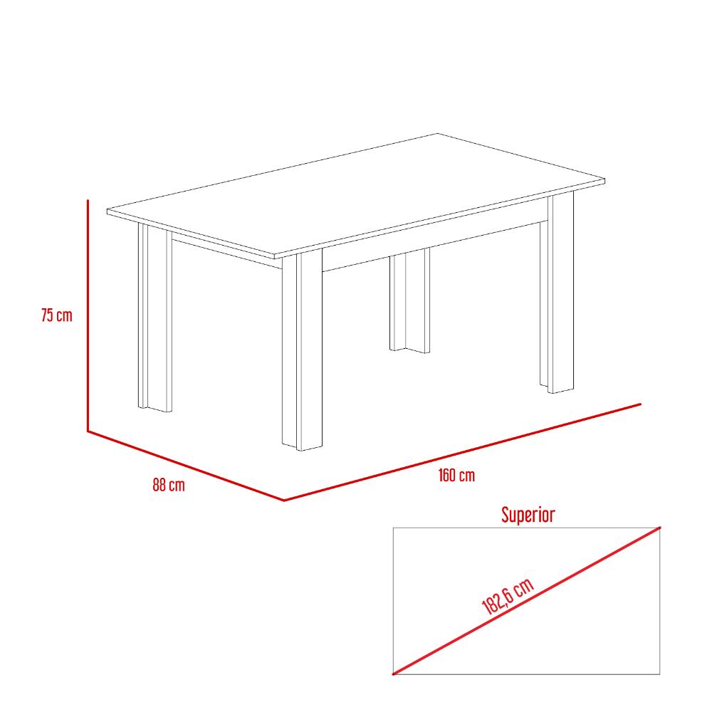 Mesa De Comedor Levara Rovere 6 Puestos