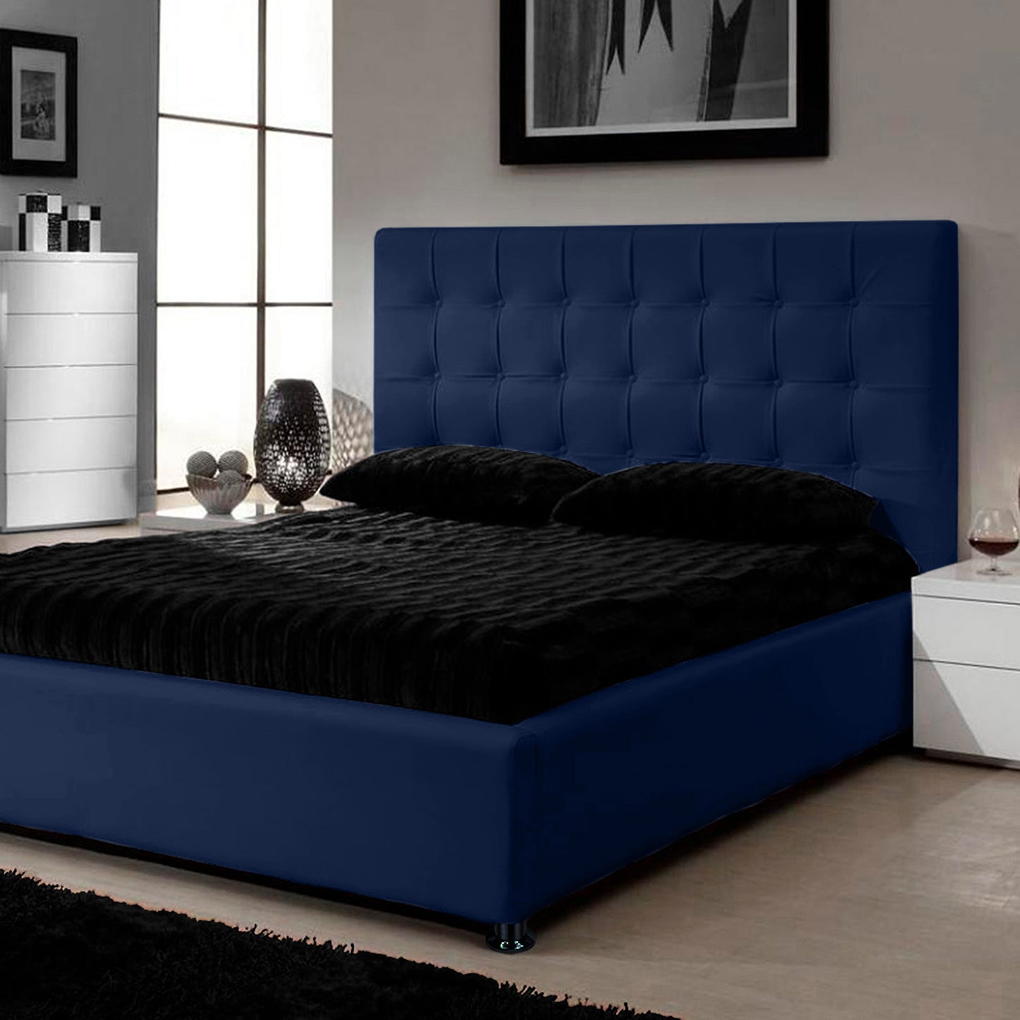 Espaldar de Cama Queen Ilusion 160x150x10 azul