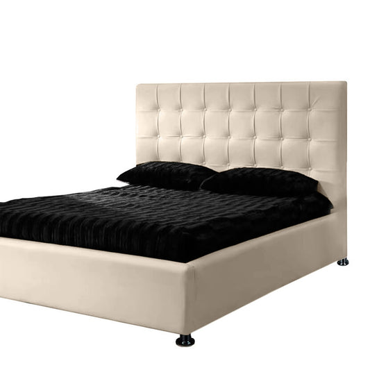 Base Cama Con Espaldar Sencillo Ilusion Beige