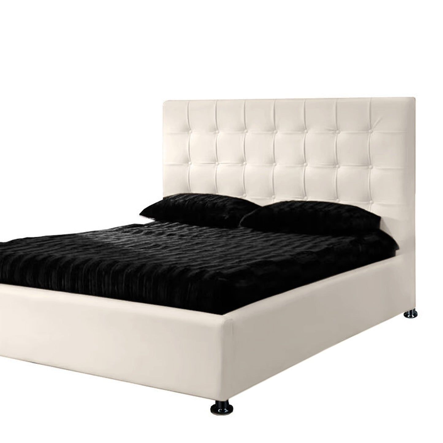 Base Cama Con Espaldar Sencillo Ilusion Blanco