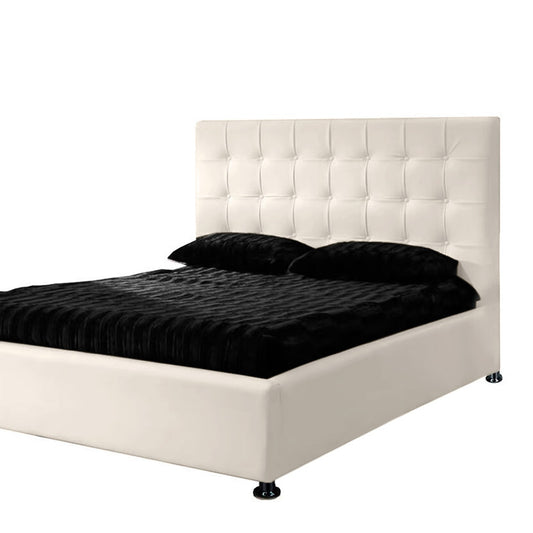 Base Cama Con Espaldar Sencillo Ilusion Blanco