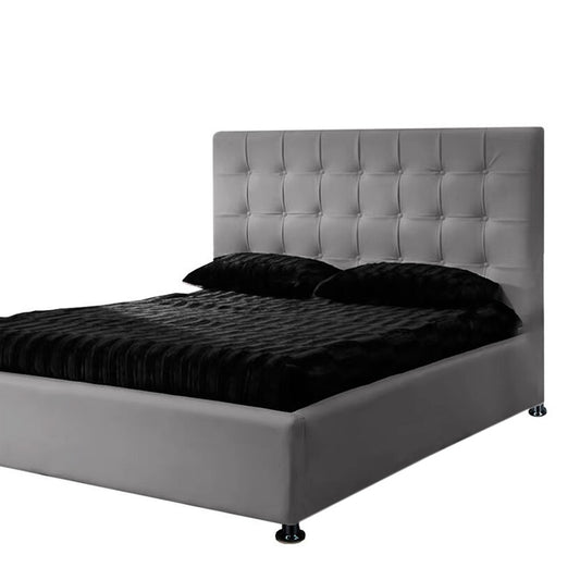Base Cama Con Espaldar Semidoble Ilusion Gris Plata