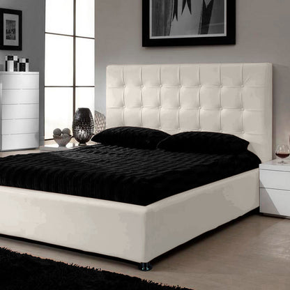 Base Cama Con Espaldar Sencillo Ilusion Blanco