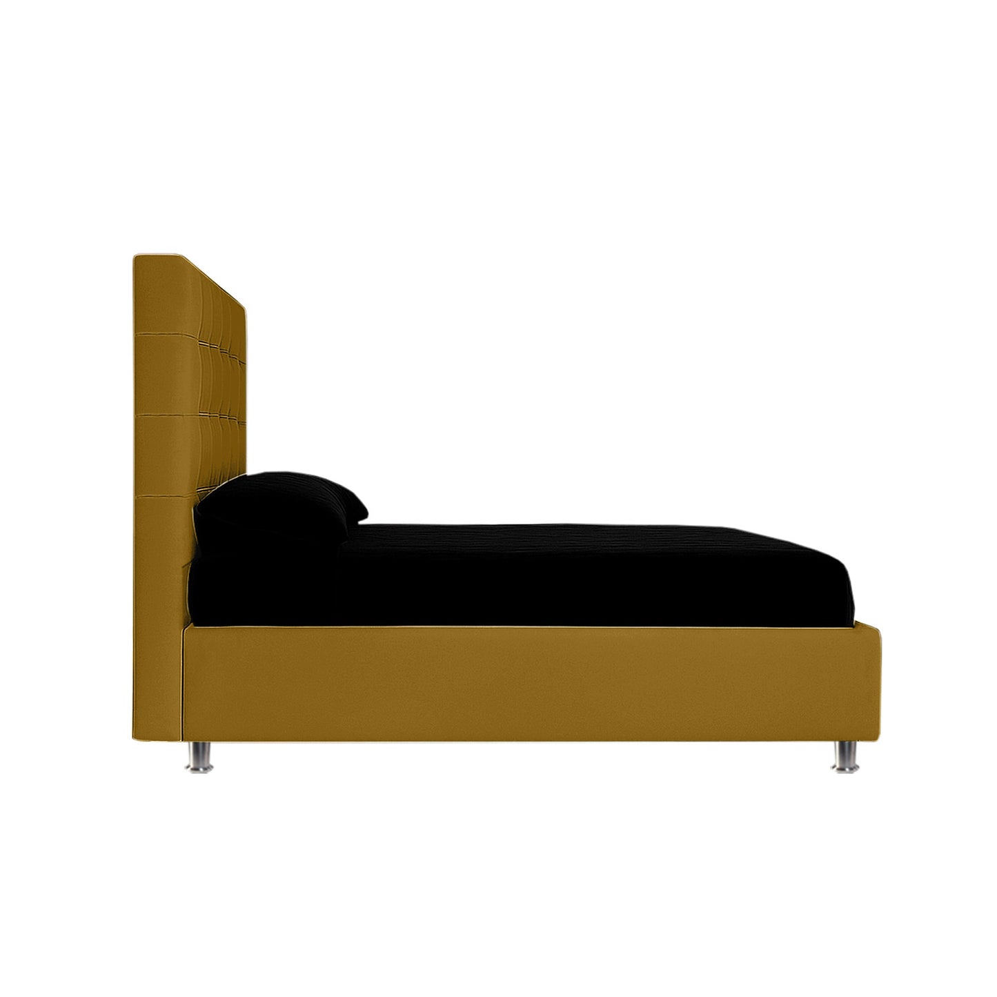 Base Cama Con Espaldar Sencillo Ilusion Mostaza