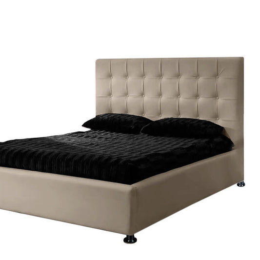 Base Cama Con Espaldar Sencillo Ilusion Taupe