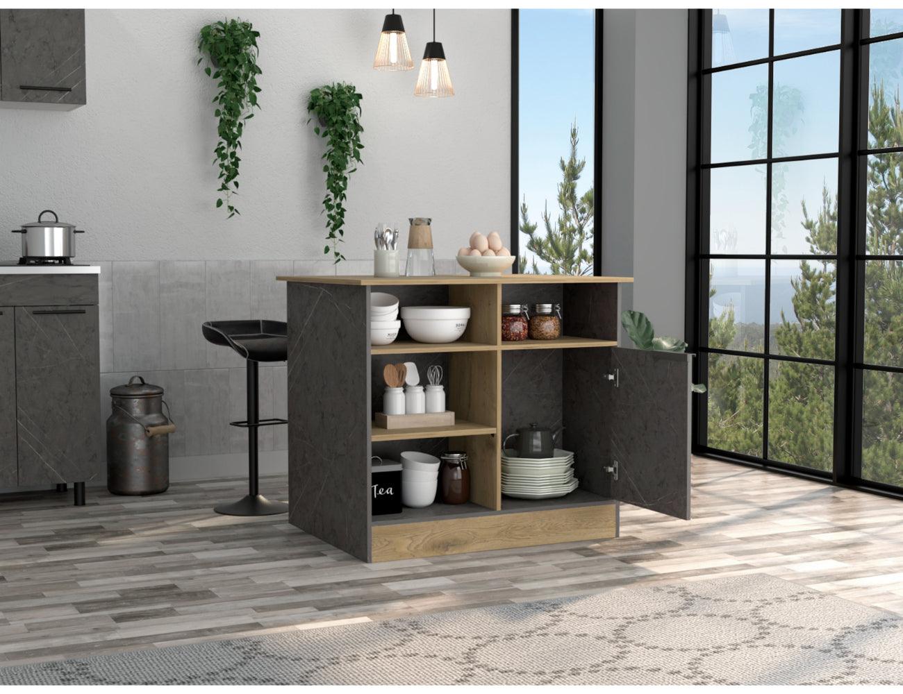 Barra De Cocina Tramil Gris Y Macadamia