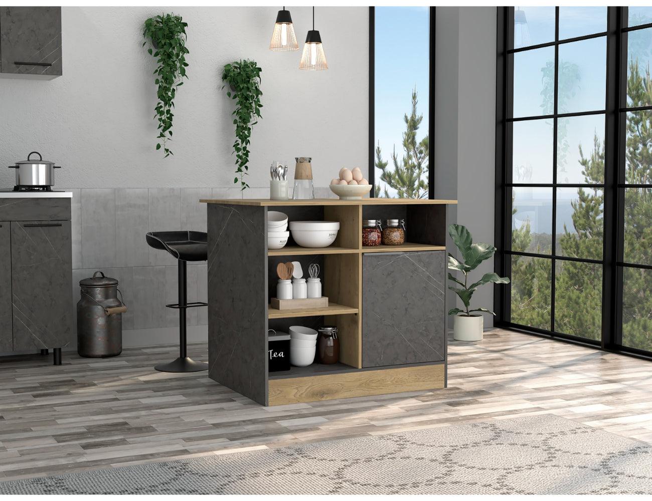 Barra De Cocina Tramil Gris Y Macadamia