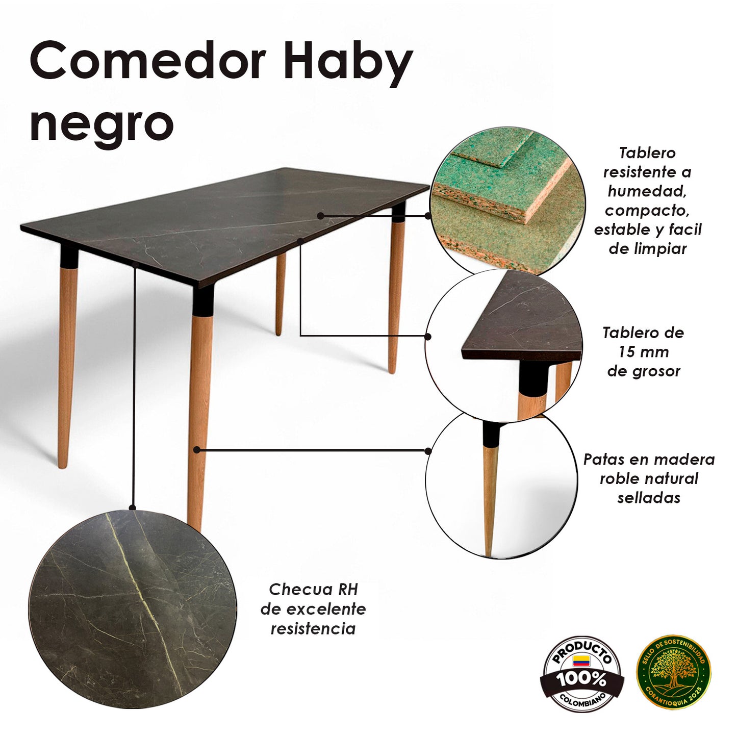 Mesa de Comedor Haby negro