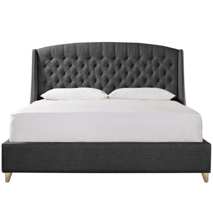 Base Cama con Espaldar + Colchon King Italia 200x200x150 gris plomo