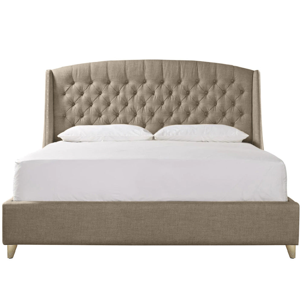 Base Cama con Espaldar + Colchon King Italia 200x200x150 taupe