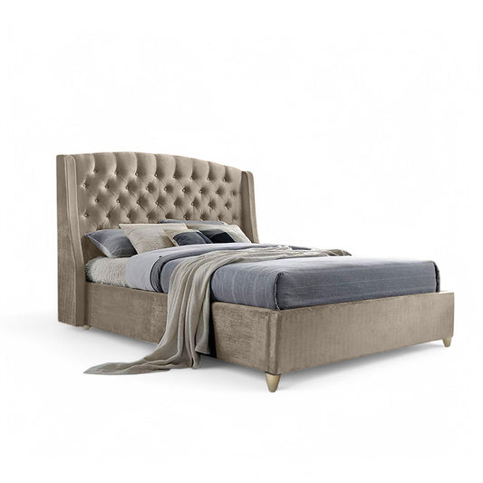 Base Cama con Espaldar + Colchon King Italia 200x200x150 taupe