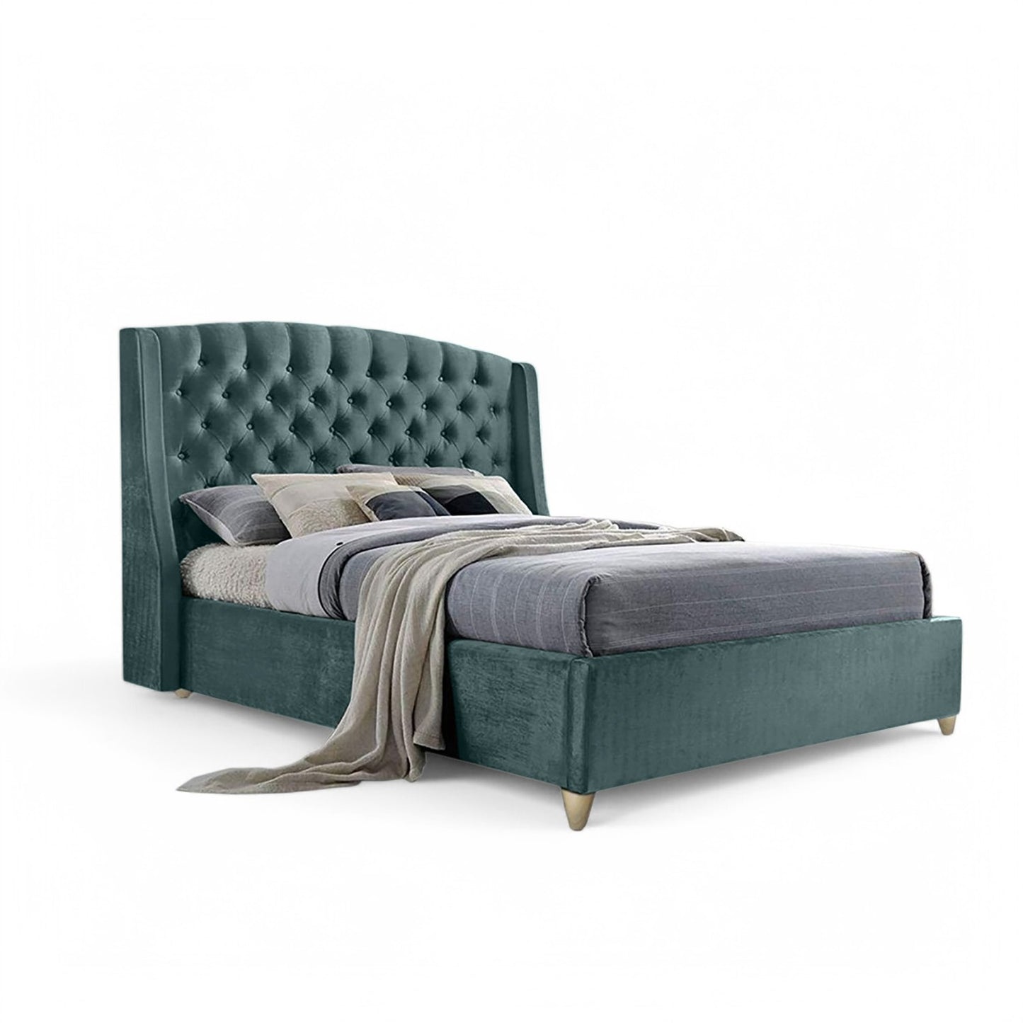 Base Cama con Espaldar + Colchon Queen Italia 160x190x150 verde
