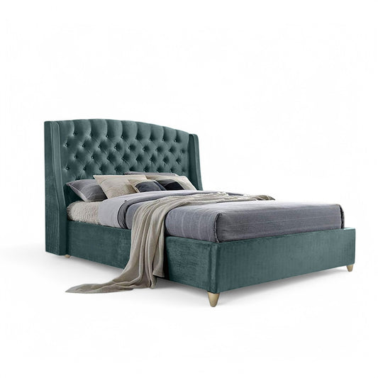 Base Cama con Espaldar + Colchon Queen Italia 160x190x150 verde
