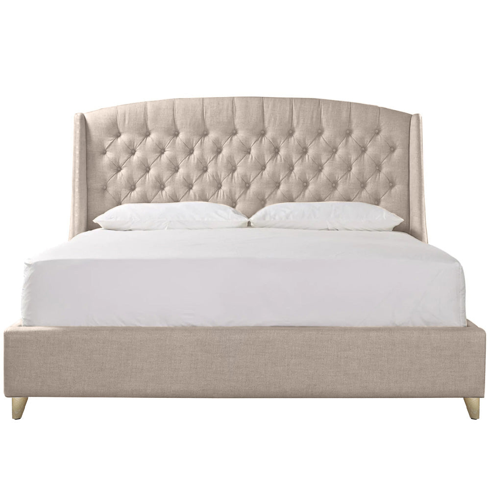 Base Cama Con Espaldar Sencillo Italia Beige