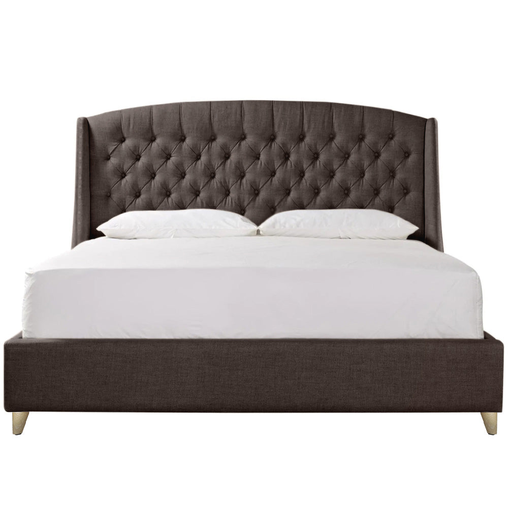 Base Cama con Espaldar + Colchon Queen Italia 160x190x150 cafe