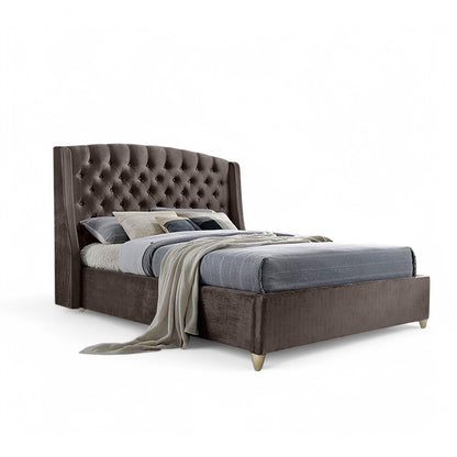 Base Cama con Espaldar + Colchon Queen Italia 160x190x150 cafe