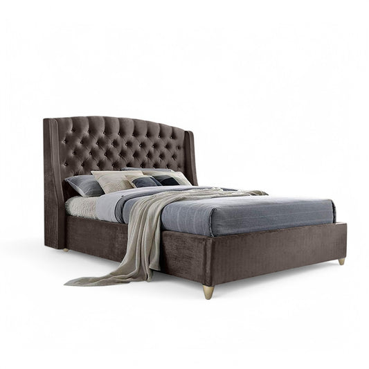 Base Cama con Espaldar + Colchon Queen Italia 160x190x150 cafe