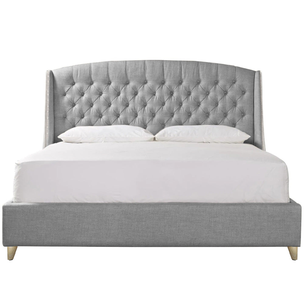 Base Cama con Espaldar + Colchon King Italia 200x200x150 gris perla