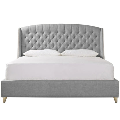 Base Cama con Espaldar + Colchon King Italia 200x200x150 gris perla
