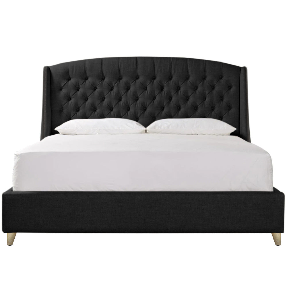 Base Cama con Espaldar + Colchon Doble Italia 140x190x150 negro