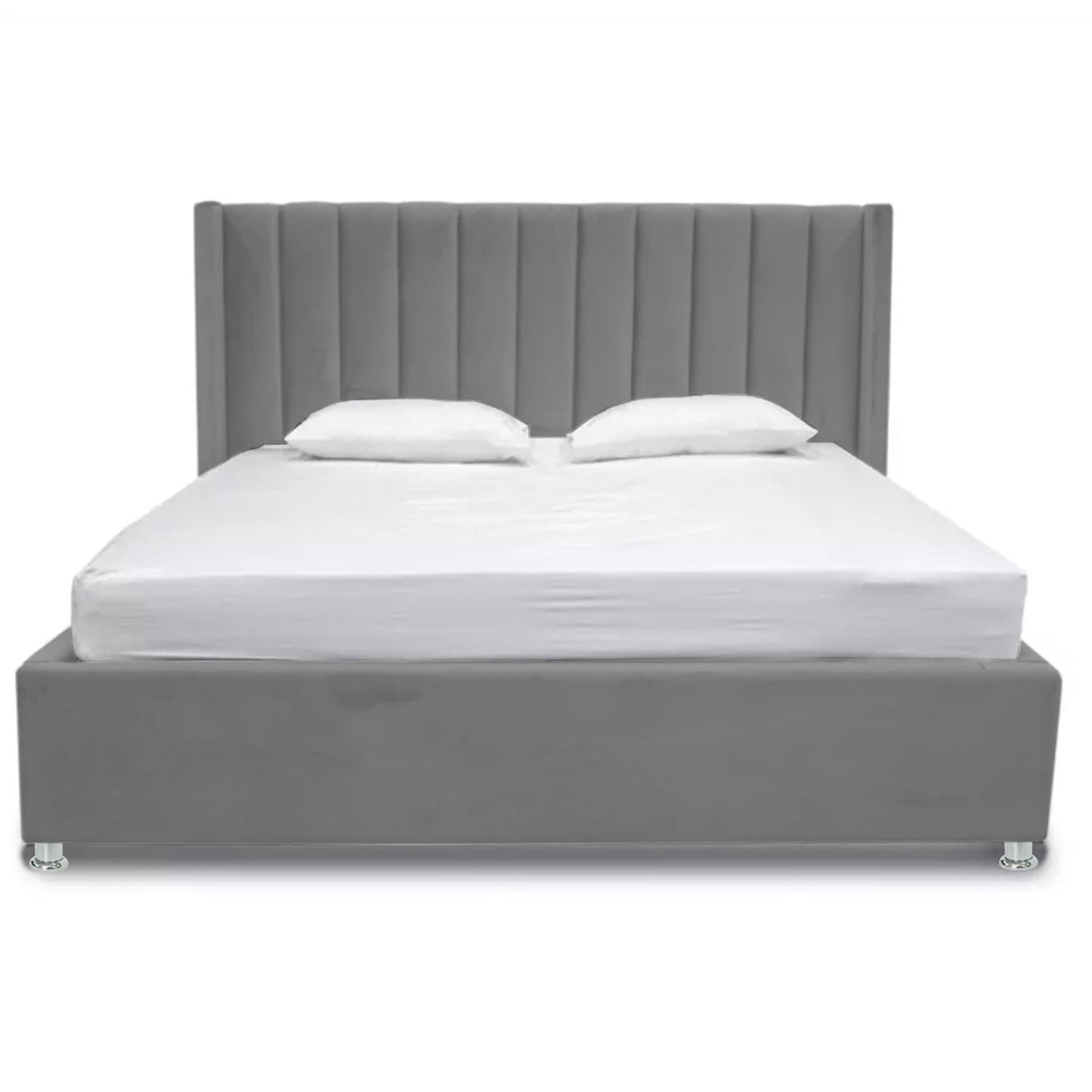 Base Cama Con Espaldar Semidoble Julieta Gris Plata