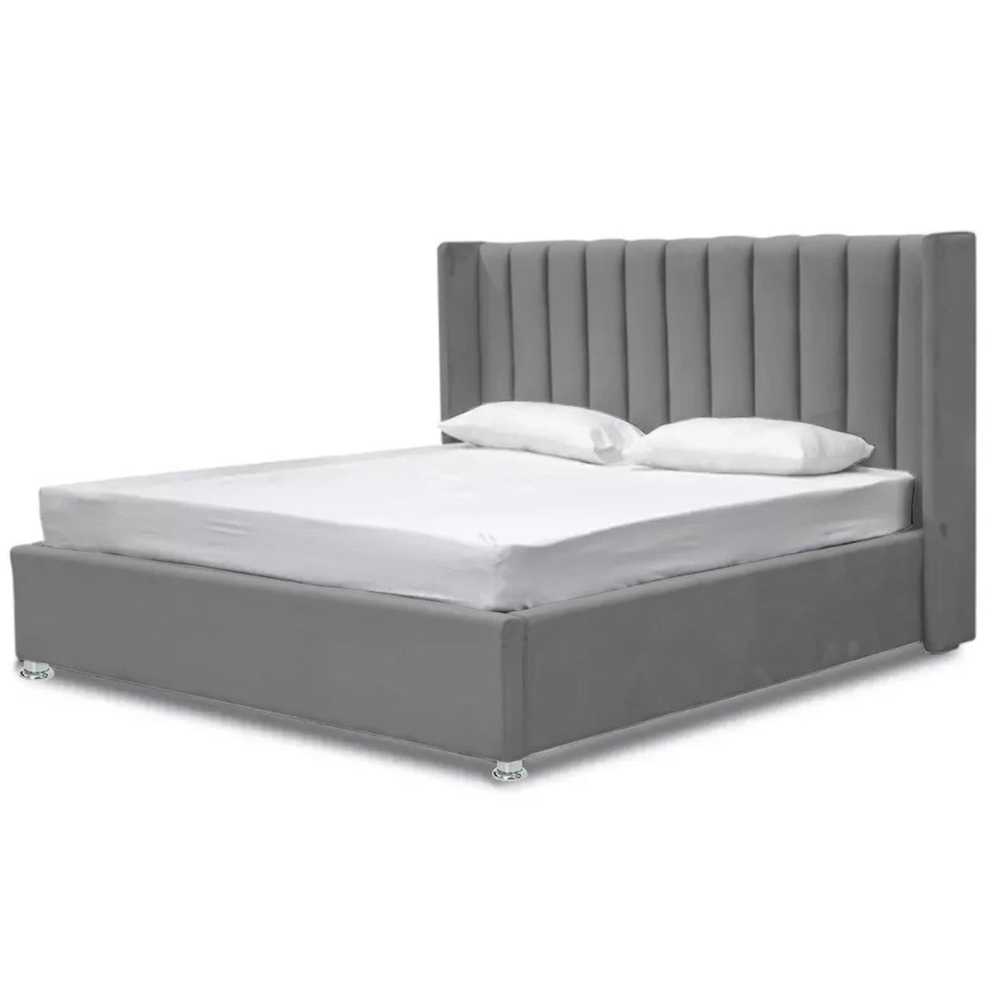 Base Cama Con Espaldar Semidoble Julieta Gris Plata