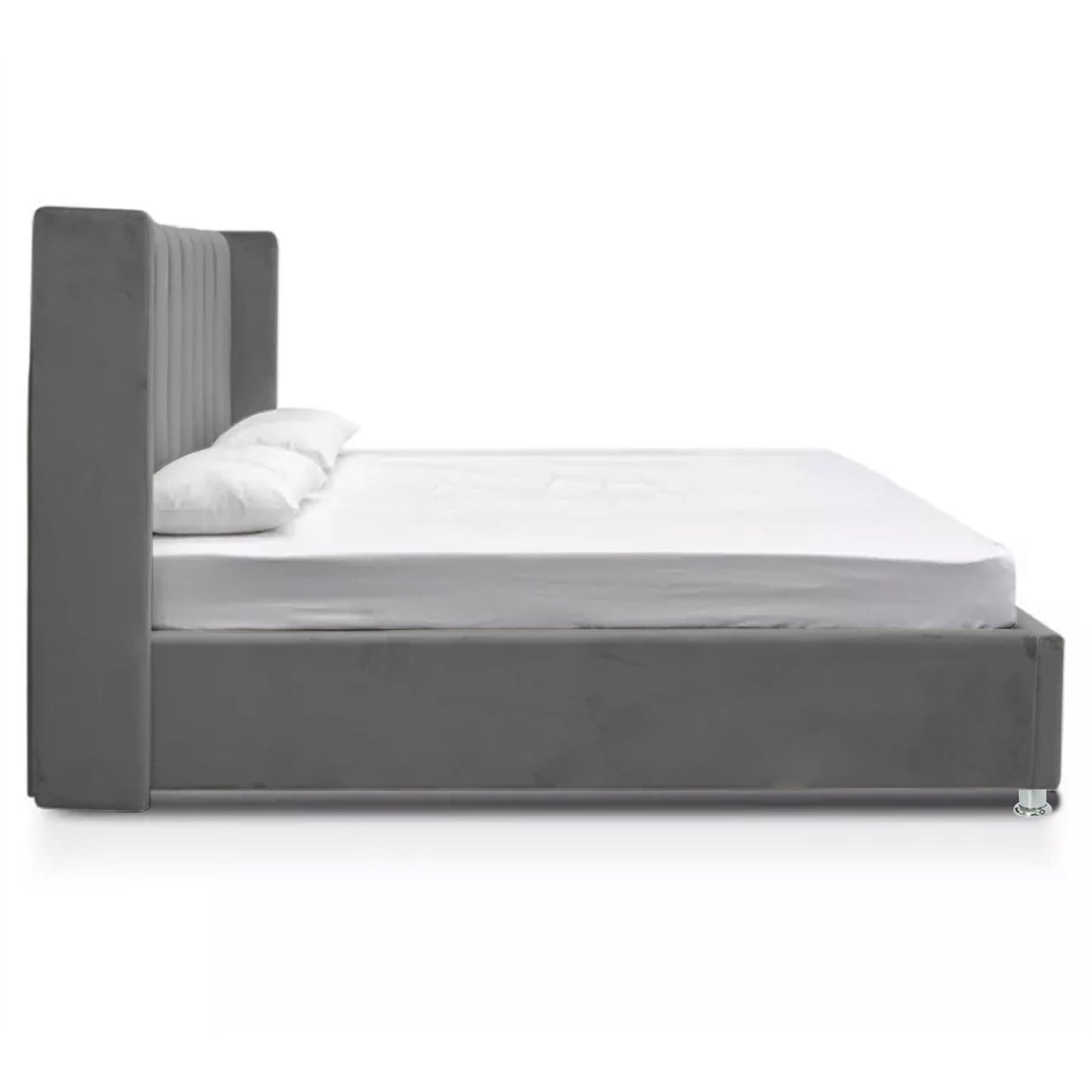 Base Cama Con Espaldar Semidoble Julieta Gris Plata