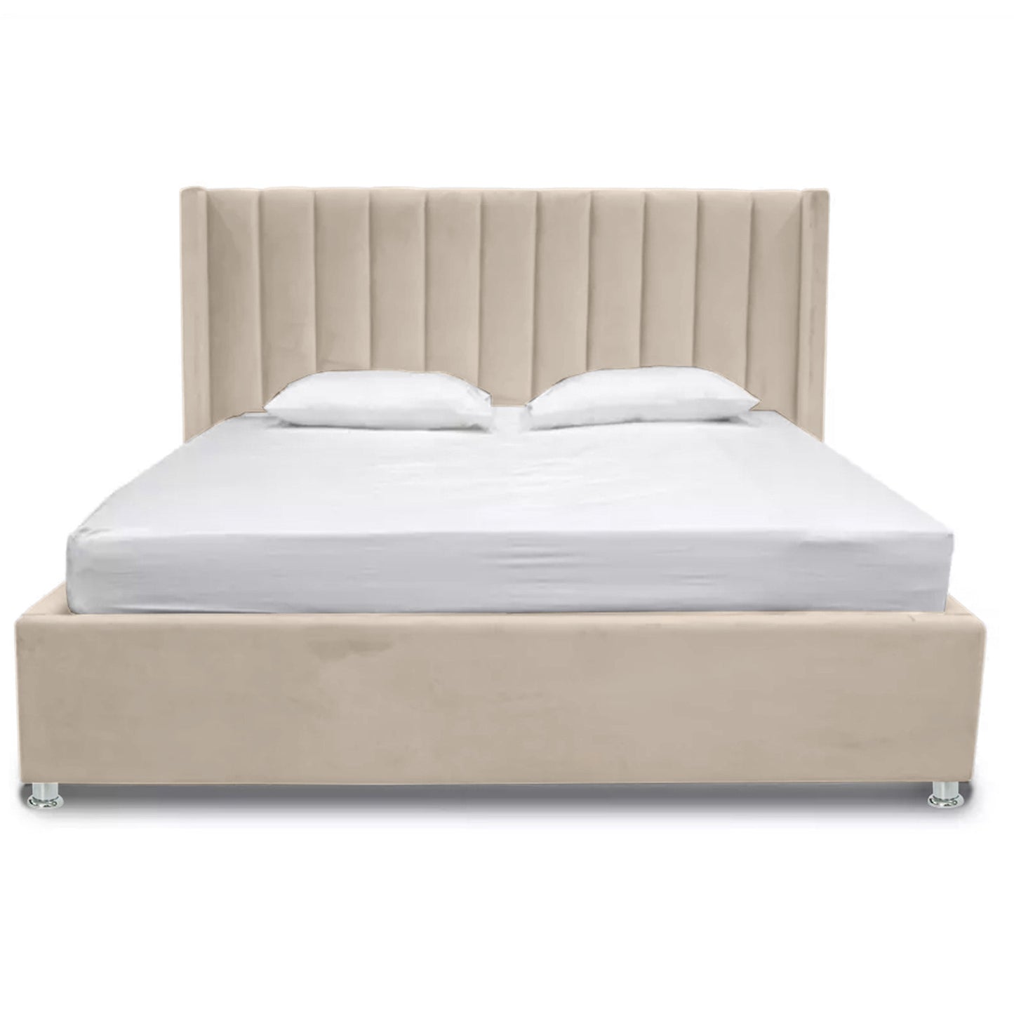 Base Cama Con Espaldar Sencillo Julieta Beige