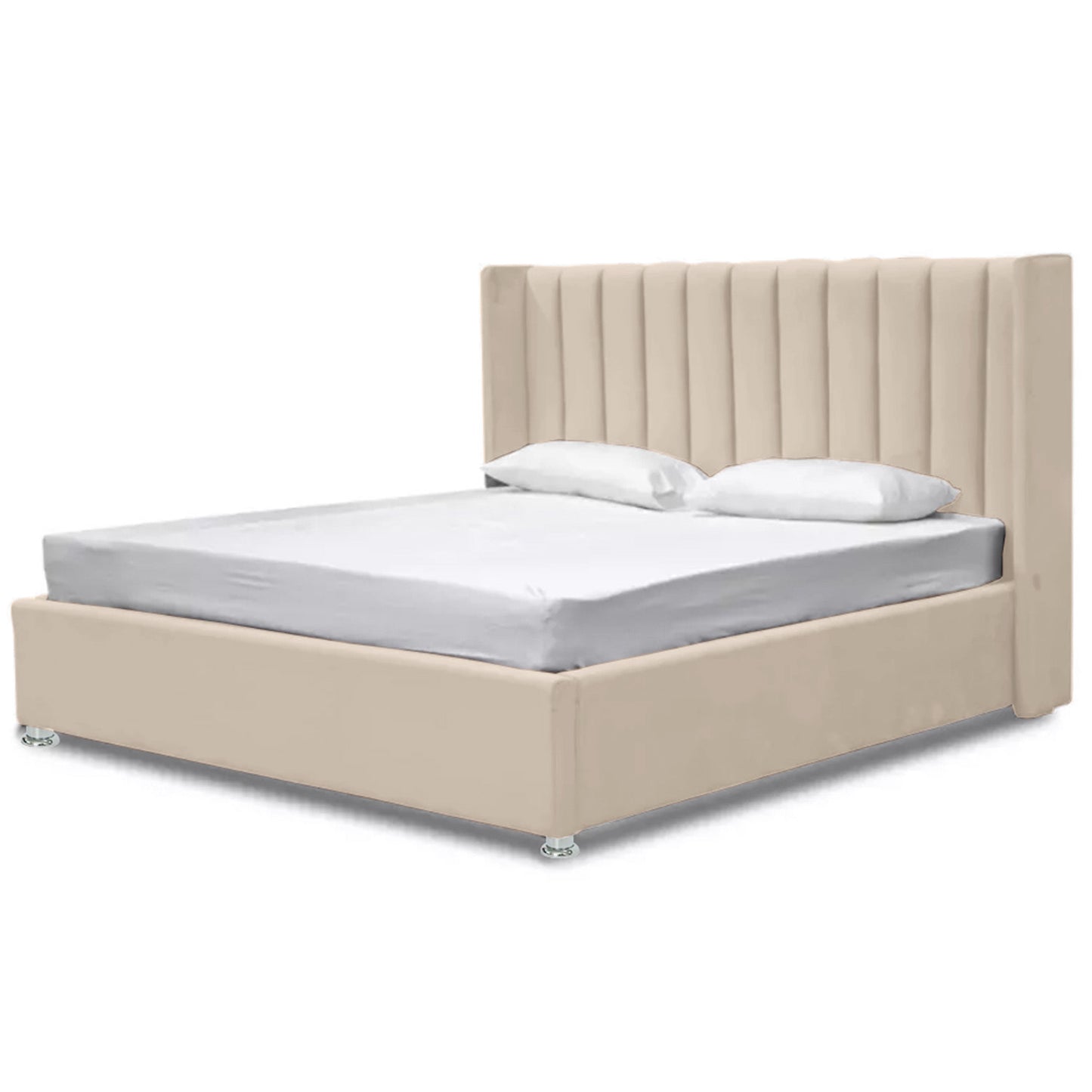 Base Cama Con Espaldar Sencillo Julieta Beige