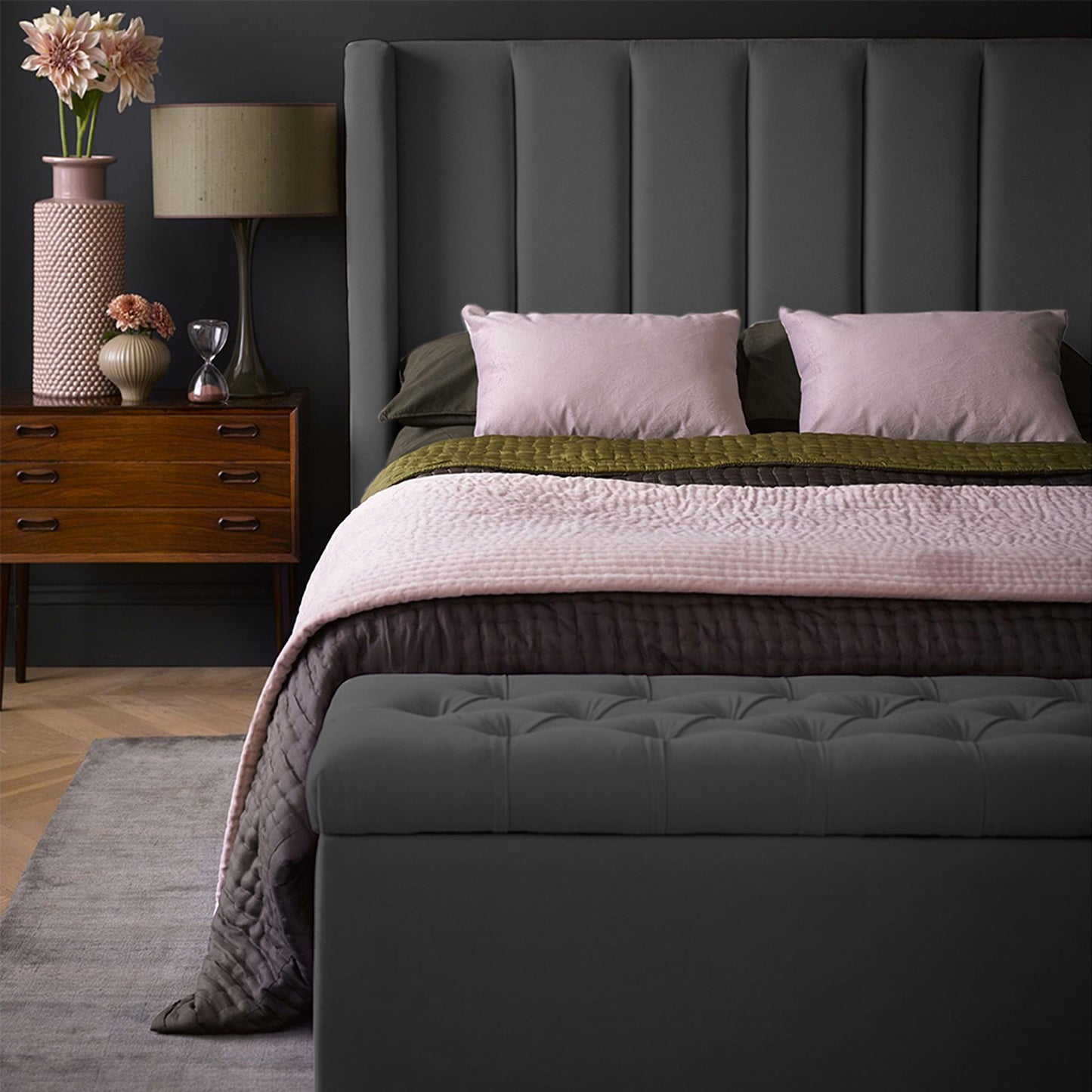 Espaldar de Cama Queen Julieta gris plomo