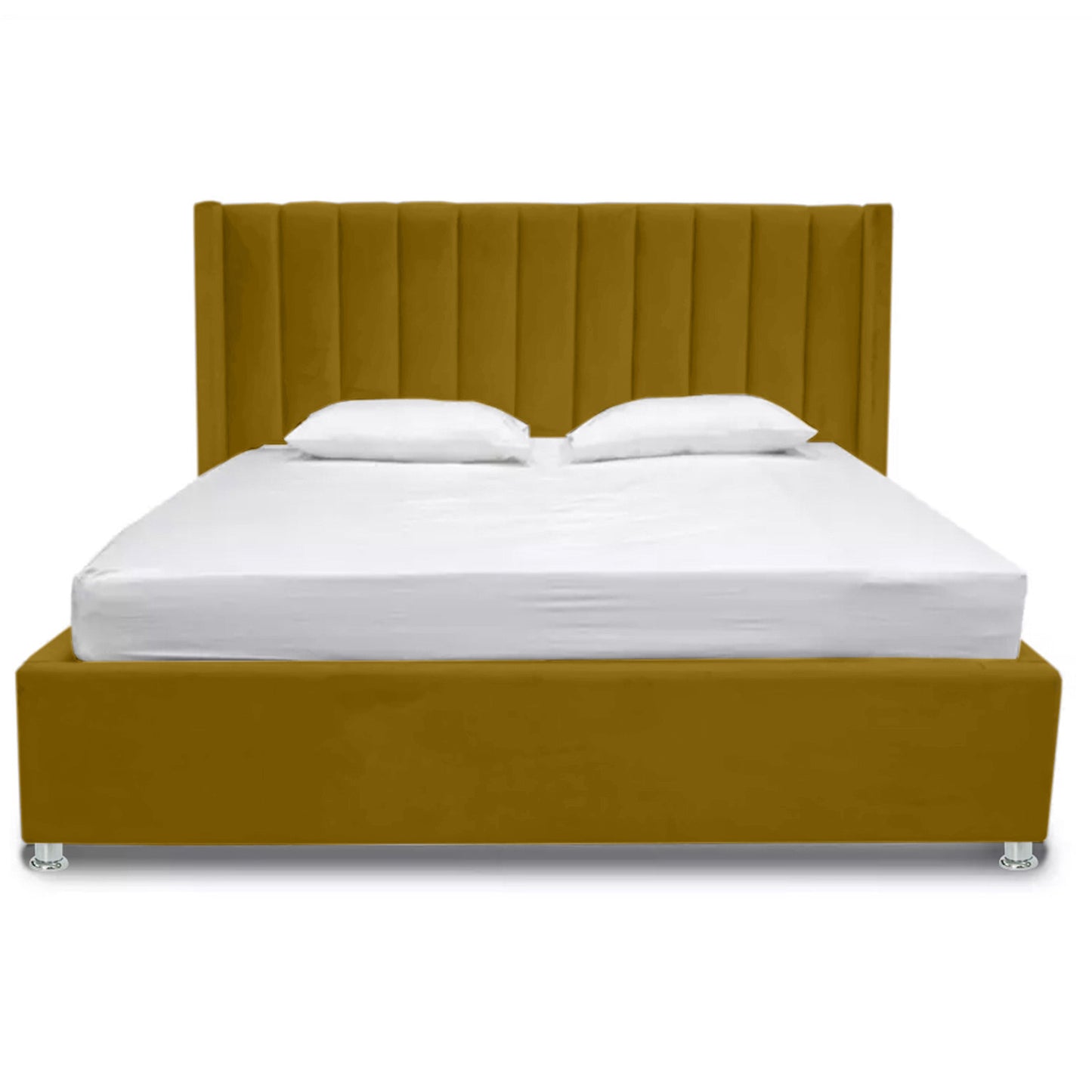 Base Cama Con Espaldar Sencillo Julieta Mostaza
