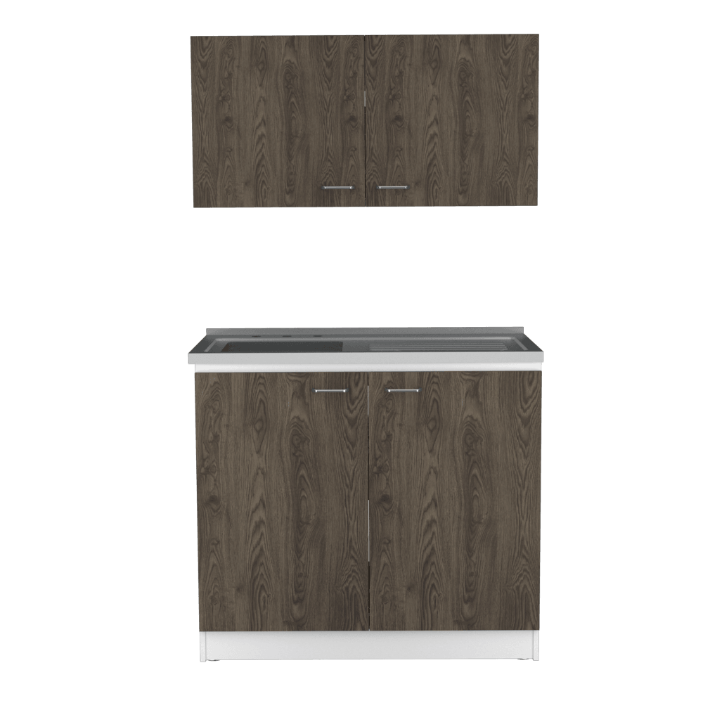 Cocina Integral Shelf Chocolate Y Blanco Con Mesón Izquierdo