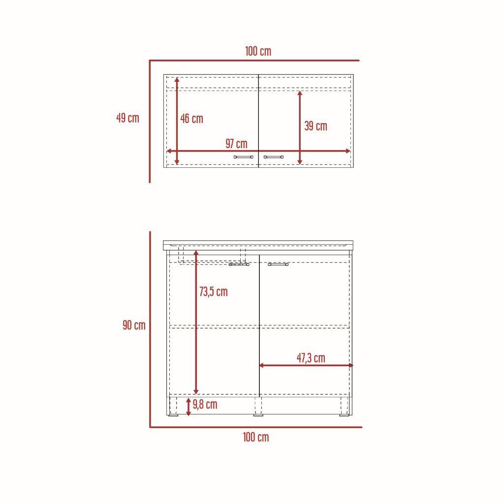 Cocina Integral Shelf Chocolate Y Blanco Con Mesón Izquierdo