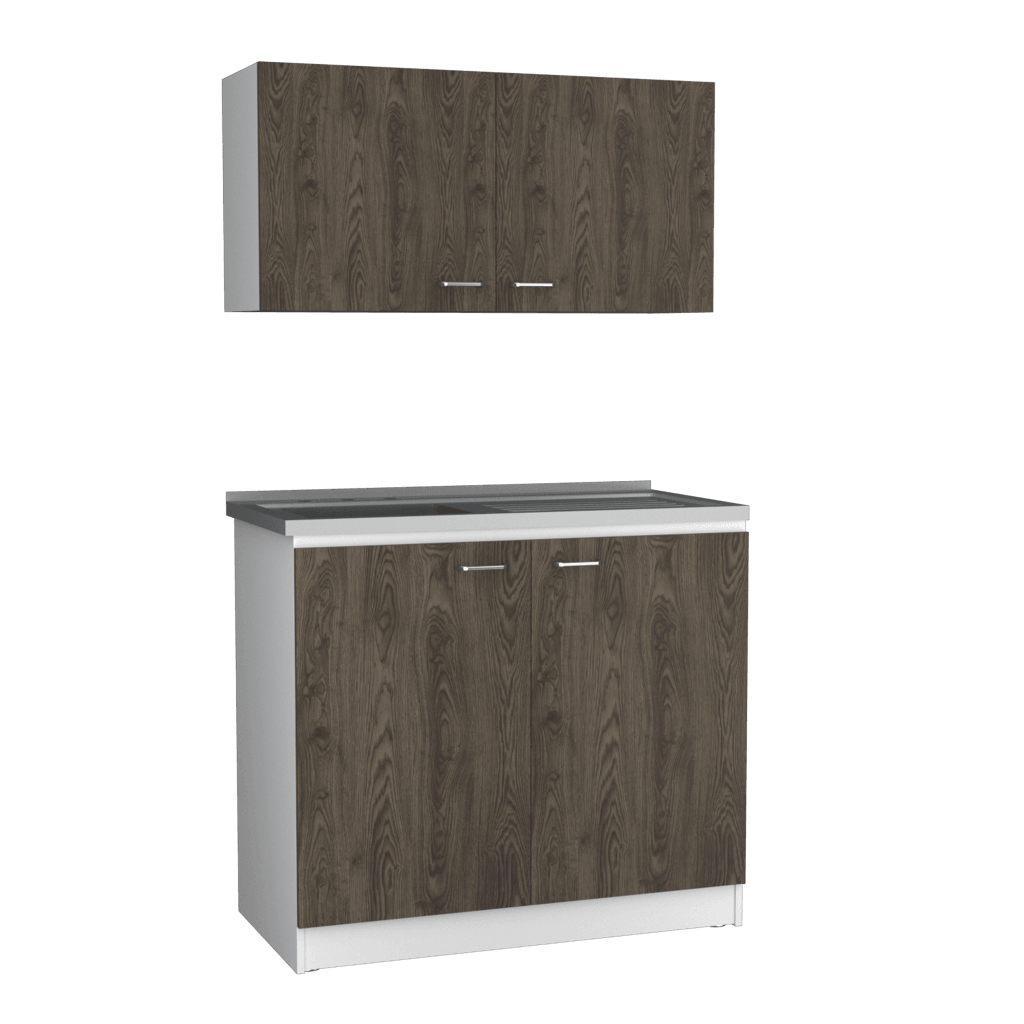 Cocina Integral Shelf Chocolate Y Blanco Con Mesón Izquierdo