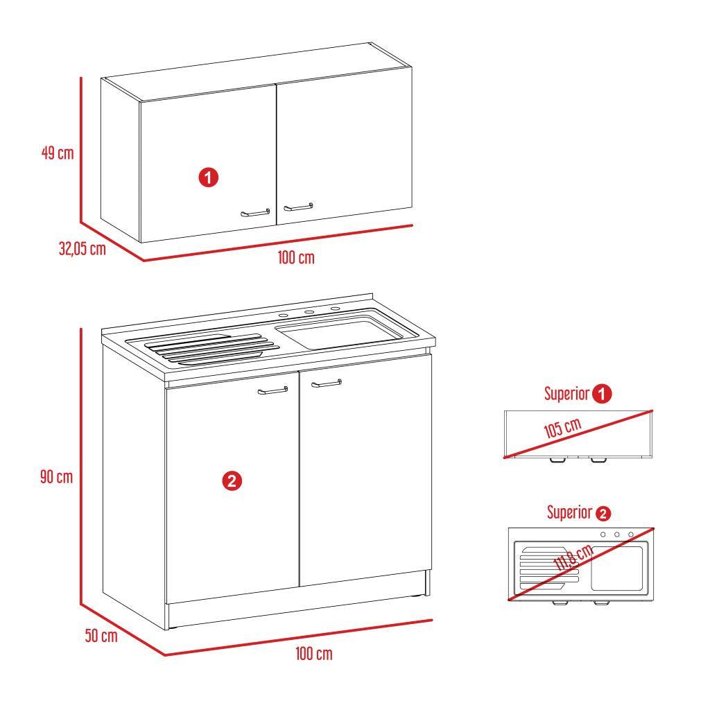 Cocina Integral Shelf Chocolate Y Blanco Con Mesón Izquierdo