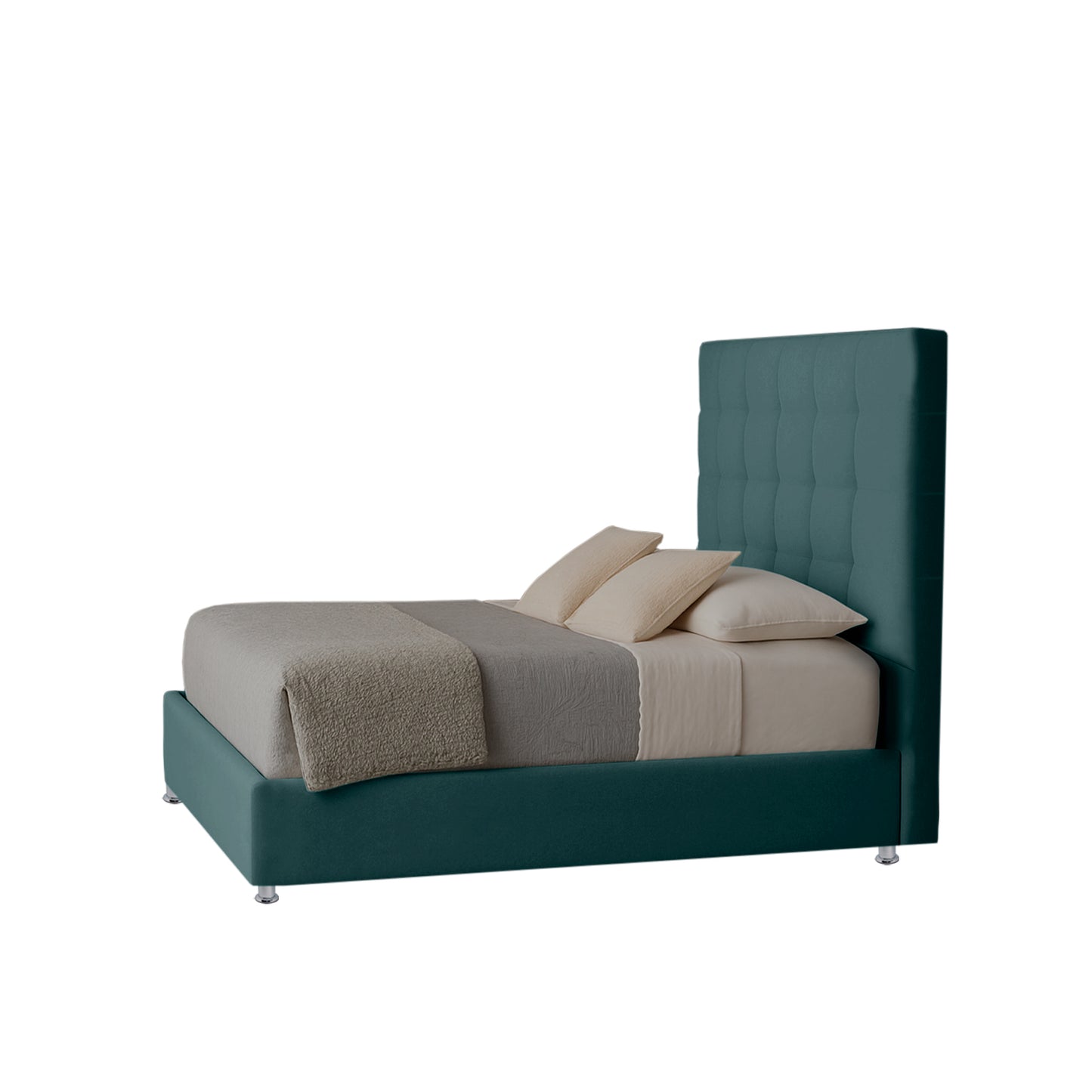 Base Cama con Espaldar + Colchon Sencillo Luxury verde