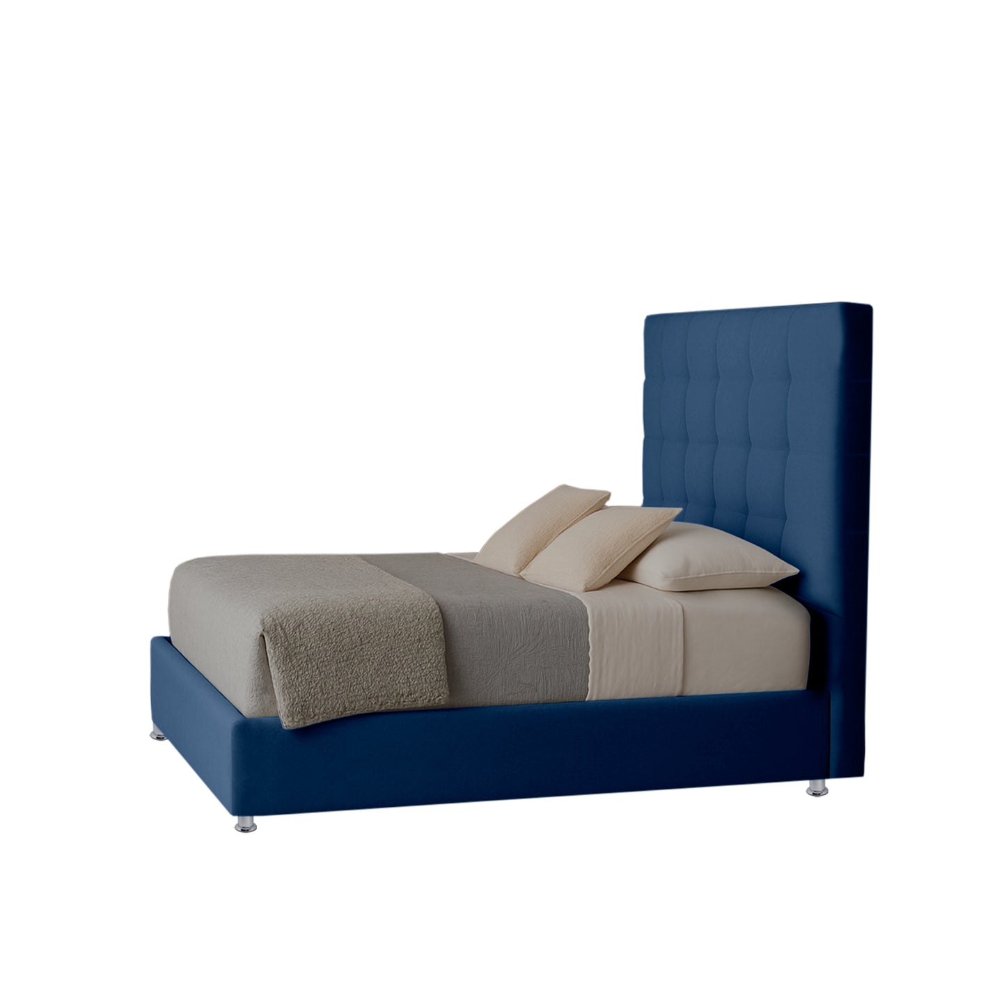Base Cama con Espaldar + Colchon Sencillo Luxury azul