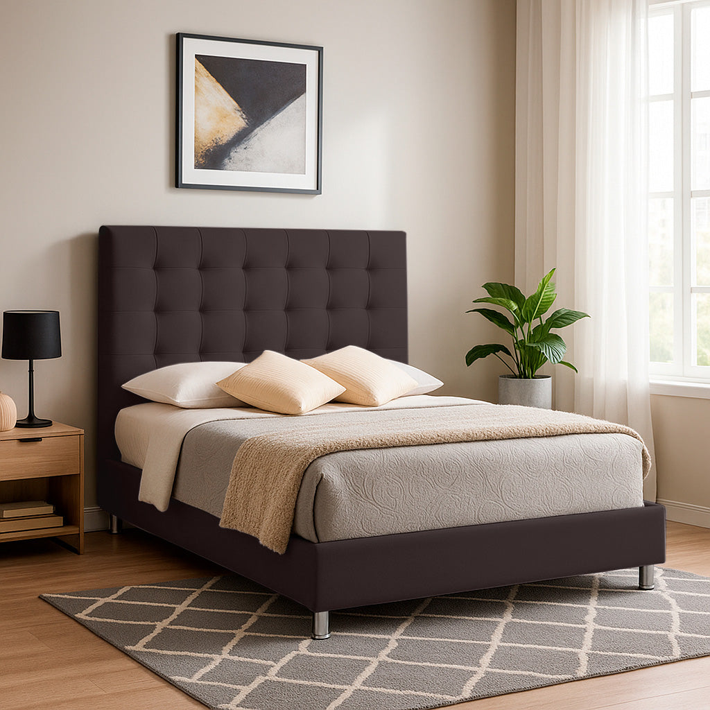 Base Cama con Espaldar + Colchon Sencillo Luxury cafe