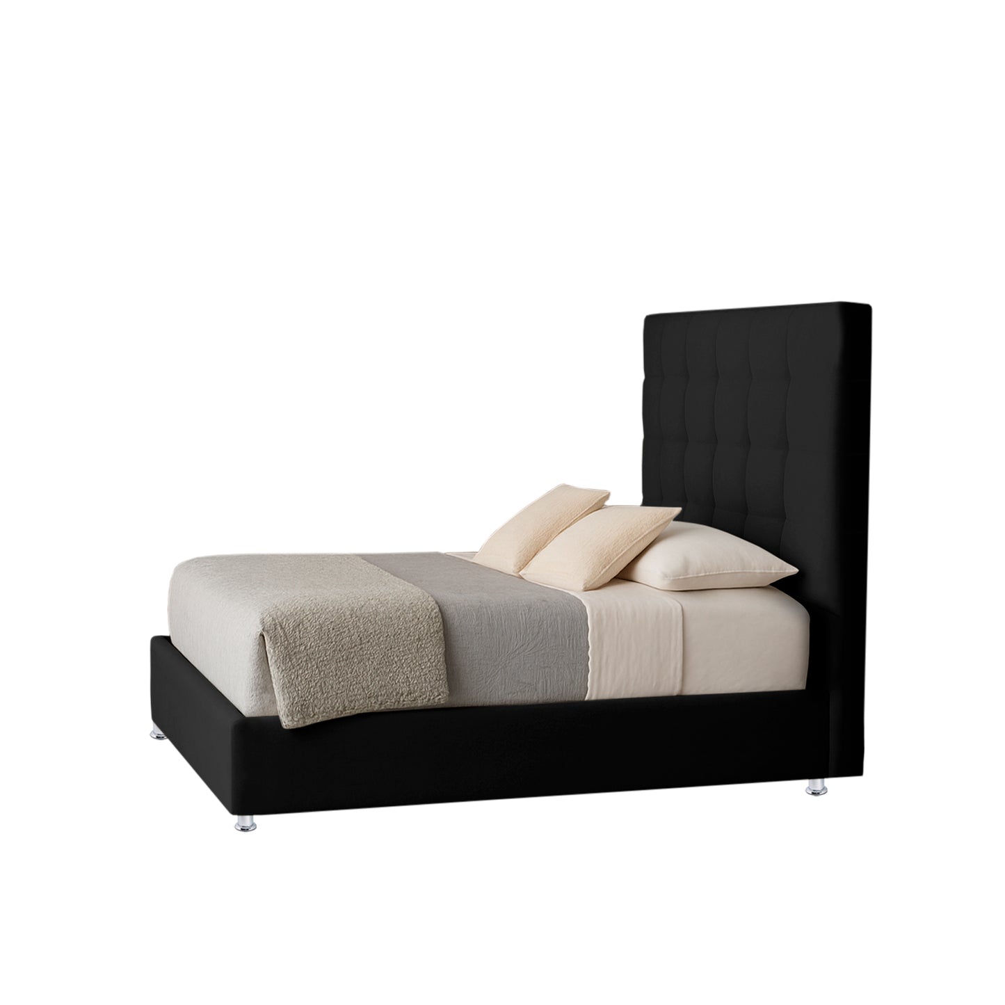Base Cama con Espaldar + Colchon Semidoble Luxury negro