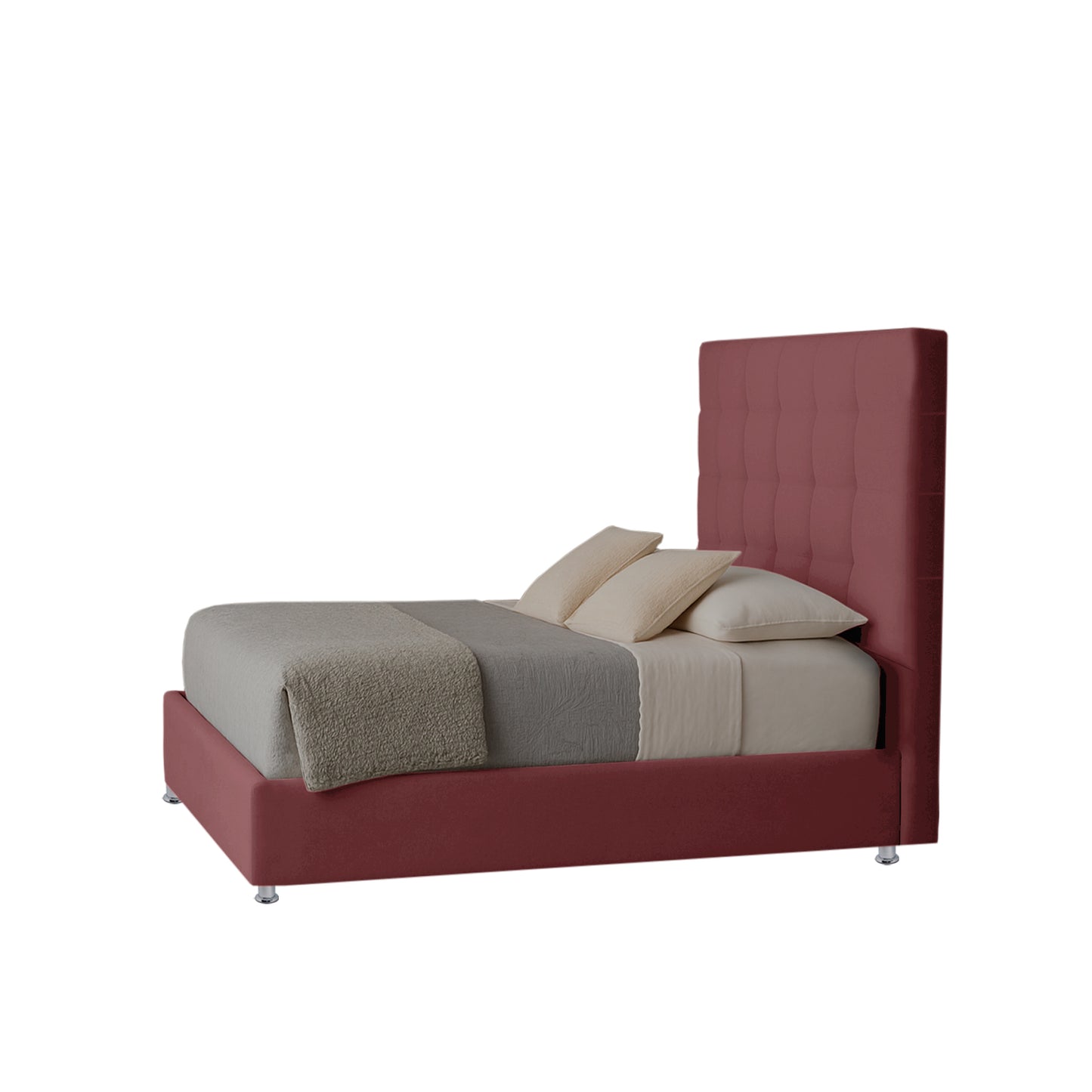 Base Cama con Espaldar + Colchon Sencillo Luxury salmon
