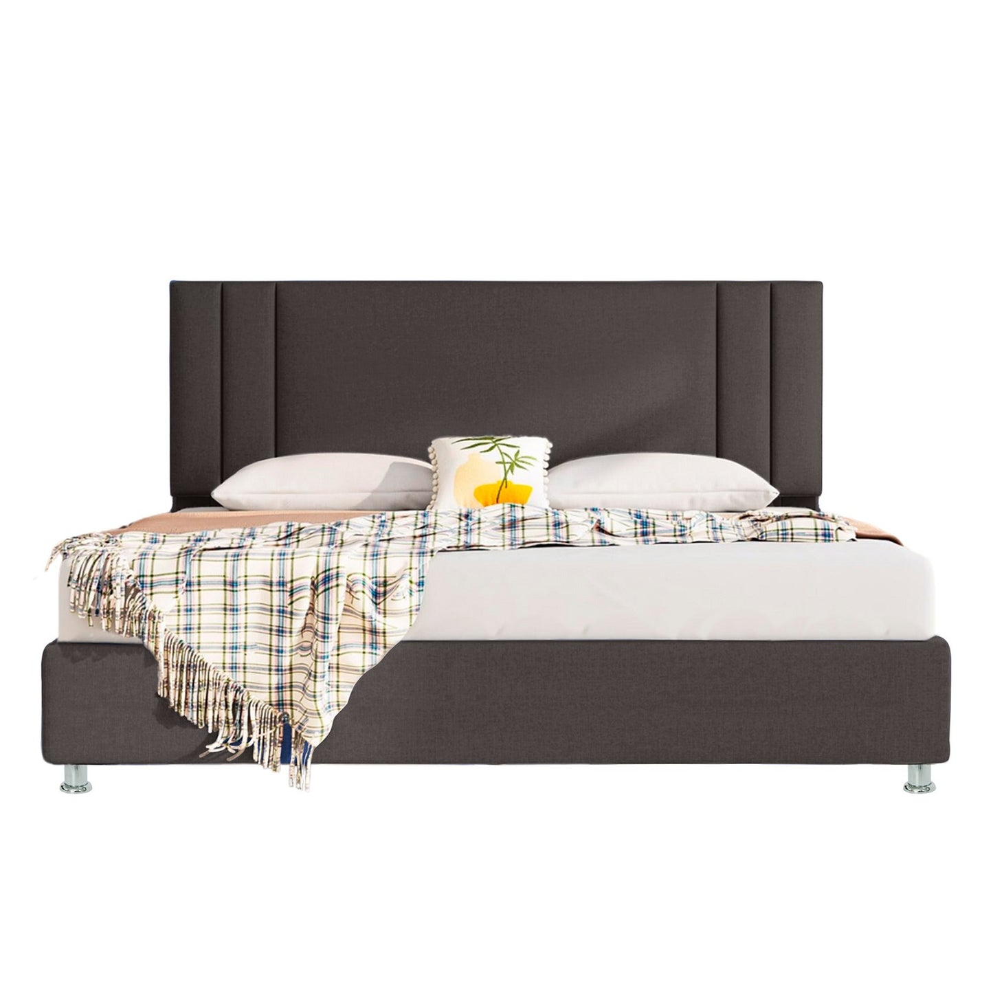 Base Cama con Espaldar + Colchon King Lupe 200x200x130 cafe