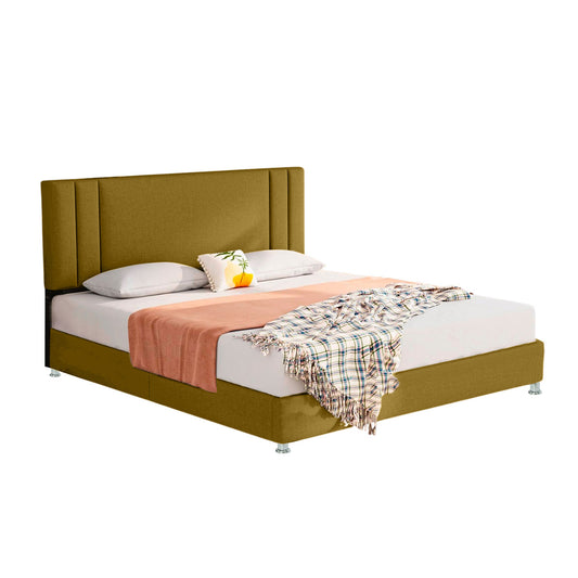 Base Cama con Espaldar + Colchon King Lupe 200x200x130 mostaza