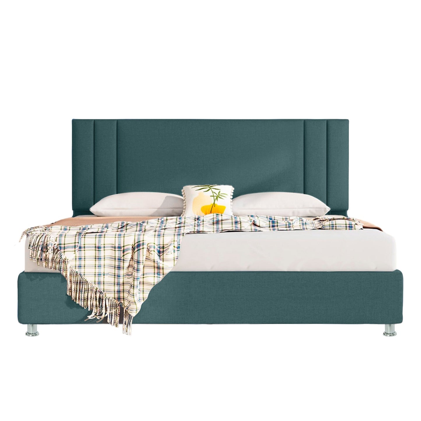 Base Cama con Espaldar + Colchon King Lupe 200x200x130 verde