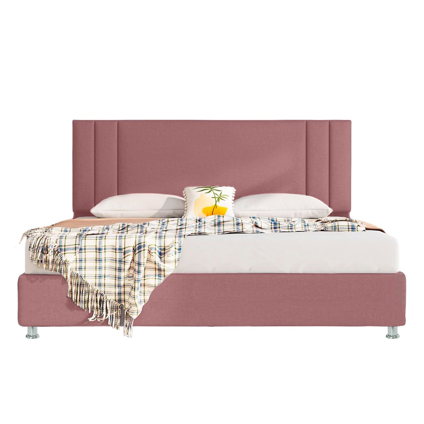 Base Cama con Espaldar + Colchon King Lupe 200x200x130 salmon