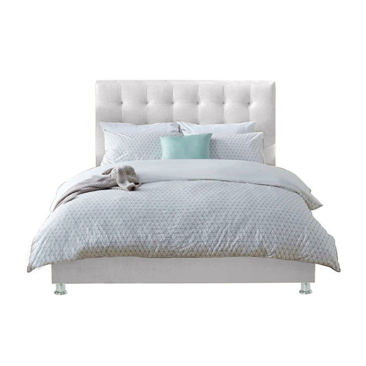 Base Cama Con Espaldar Semidoble Luxury Blanco