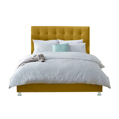 Base Cama Con Espaldar Sencillo Luxury Mostaza