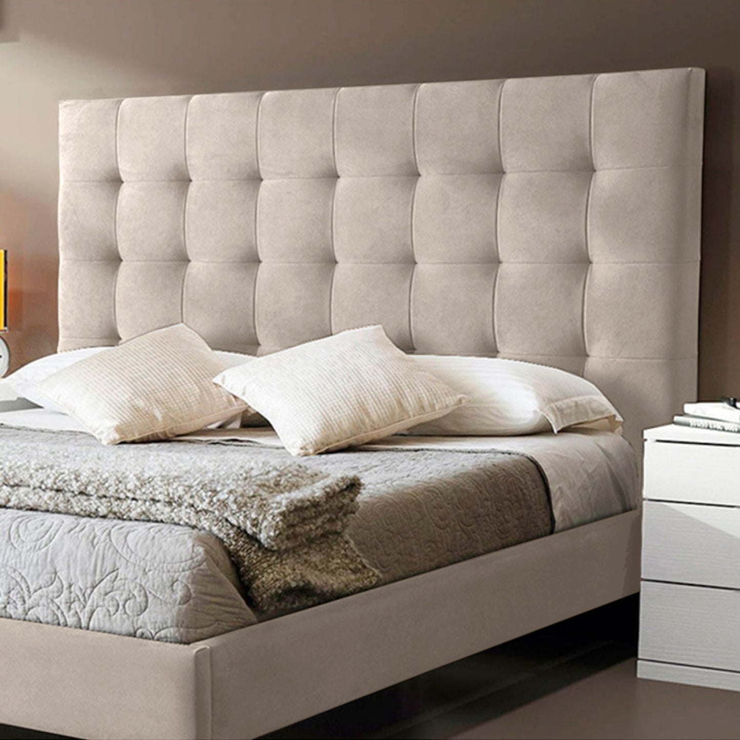 Base Cama Con Espaldar Sencillo Luxury Beige