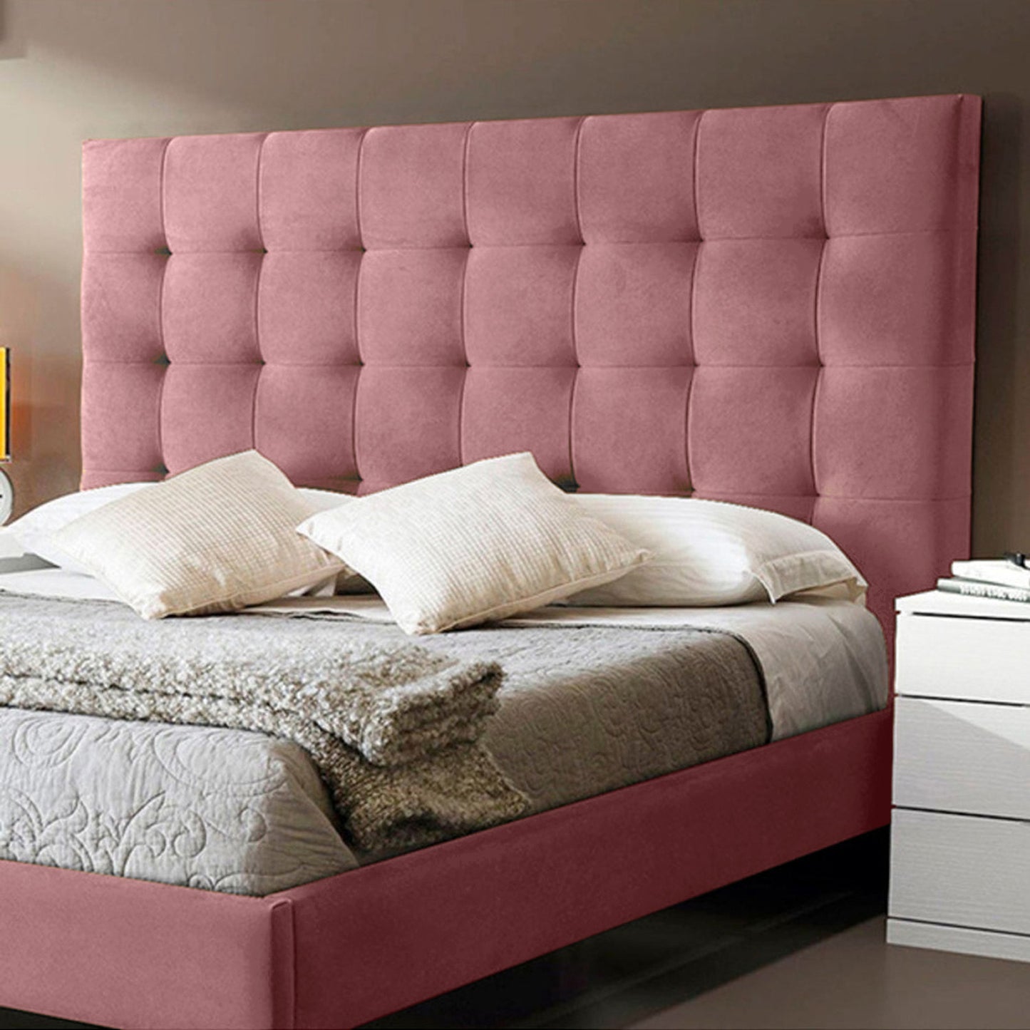 Base Cama Con Espaldar Sencillo Luxury Salmon